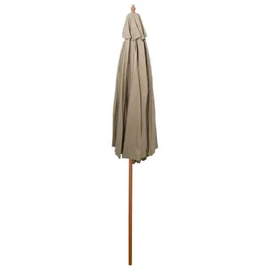 9ft. Outdoor Patio Market Umbrella with Wooden Pole Tan {5}