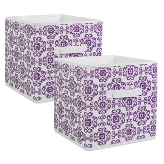 DII&reg; 11" Nonwoven Polyester Scroll Storage Cubes, 2ct. Eggplant {1}