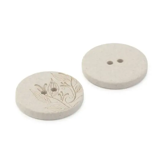 Dritz® 23mm Recycled Hemp Round Floral Button, 6ct. Light grey {8}