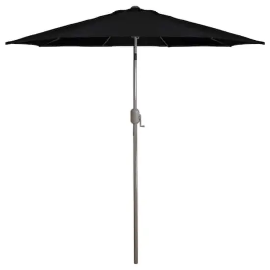 9ft. Outdoor Patio Market Umbrella with Hand Crank & Tilt Black/Brown {1}