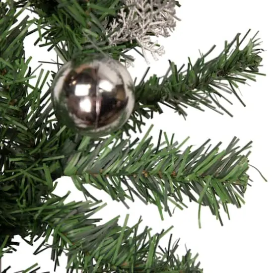 Pre-Decorated Silver Poinsettia Pine Cone & Ball Artificial Garland, Unlit {5}
