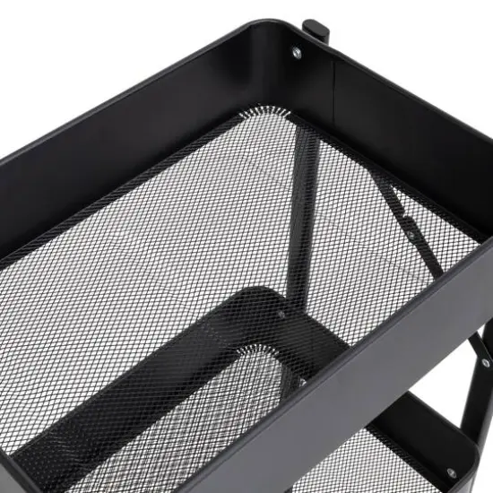 Honey Can Do Black 3-Tier Folding Cart with Wheels {4}