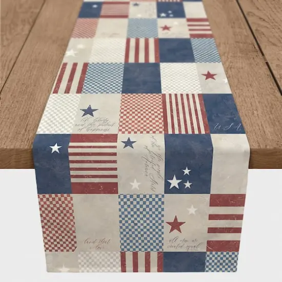 72" Patchwork Check Cotton Twill Table Runner {1}