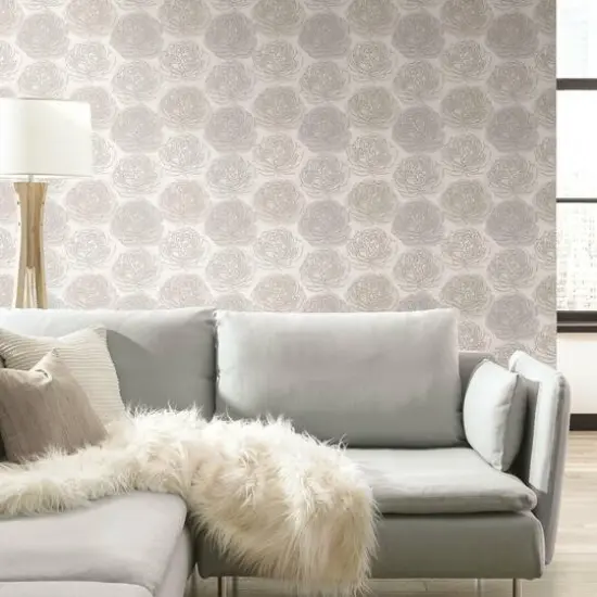 RoomMates Bed of Roses Peel & Stick Wallpaper Taupe/Gray {6}