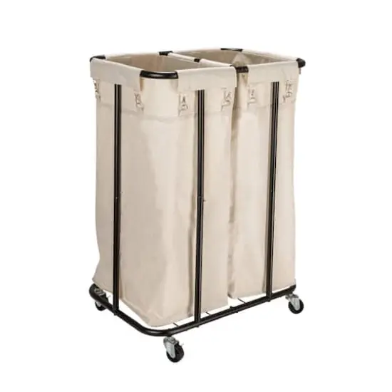 Household Essentials 2-Bag Rolling Laundry Sorter Natural {3}