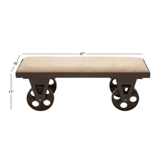 Brown Wood & Metal Industrial Bench {6}