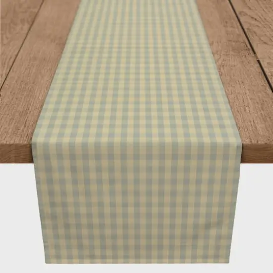 Plaid Cotton Twill Table Runner Tan {1}