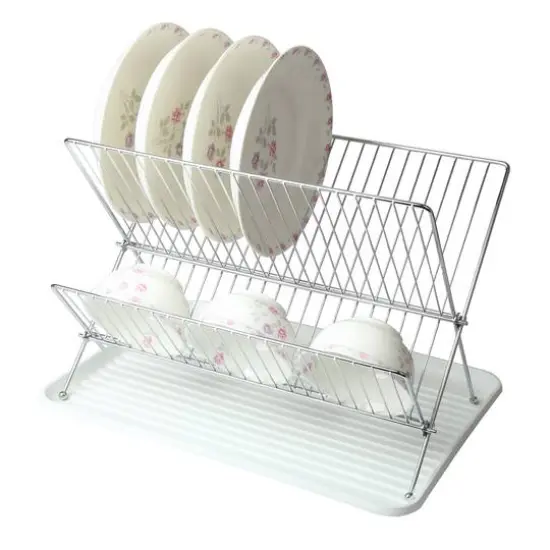 MegaChef White Wire Dish Rack With Plastic Tray {1}