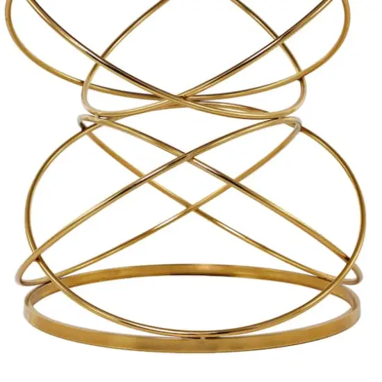 24" Open Ring Accent Table with Black Marble Top Gold {5}
