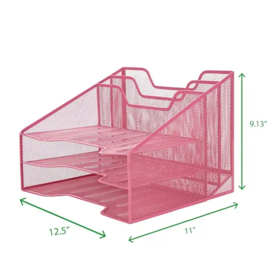 Mind Reader 5-Compartment Desk Organizer Pink {4}