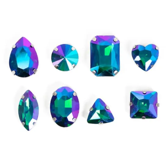 CousinDIY Silver Sapphire AB Glass Sew-On Rhinestones, 38ct. {3}