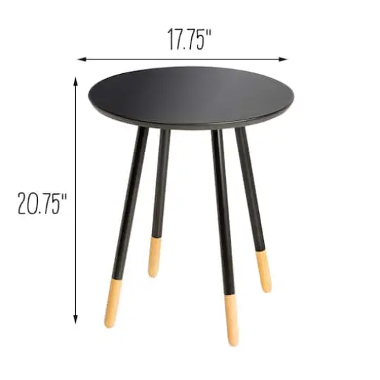 Honey Can Do Black Round End Table {4}