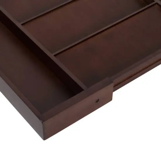 17'' Walnut Expandable Kitchen Drawer Organizer Tray {5}