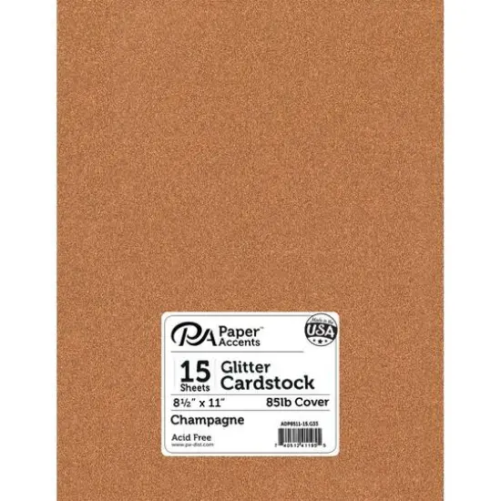 PA Paper&trade; Accents Glitter 8.5" x 11" Cardstock, 15 Sheets Champagne {1}