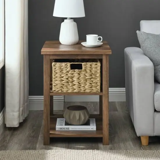 Walker Edison 18" Reclaimed Barnwood Mission Storage Side Table {3}