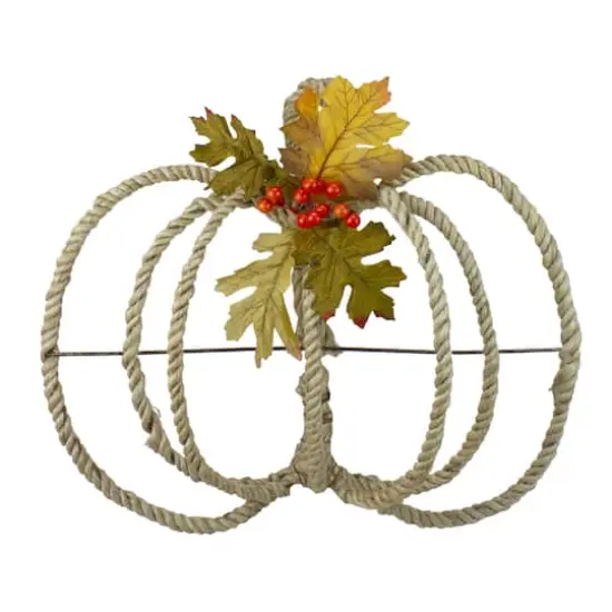16" Autumn Foliage & Rope Pumpkin Wall D&eacute;cor {1}