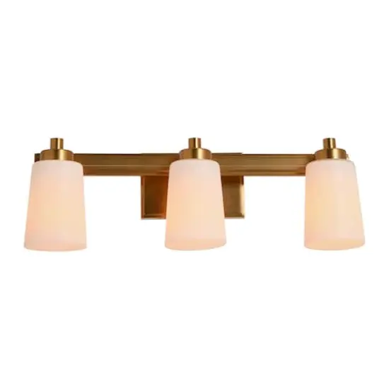 Hello Honey&reg; Robert Stevenson Lighting Sullivan Park Frosted Glass & Metal 3-Light Vanity Brushed Gold {3}
