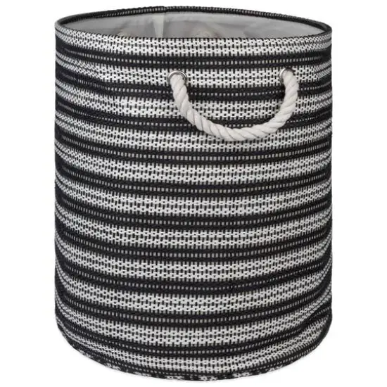 DII&reg; Medium Striped Weave Round Paper Storage Basket Black/White {2}