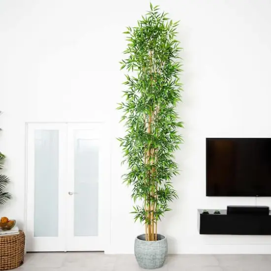 12ft. Green Artificial Bamboo Tree with Real Bamboo Trunks {3}