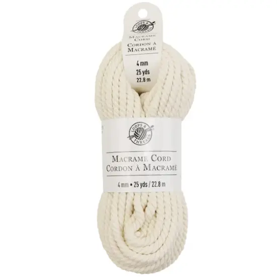 Macram&eacute; Cotton Cord by Loops & Threads&reg;, 25yd. Natural {1}