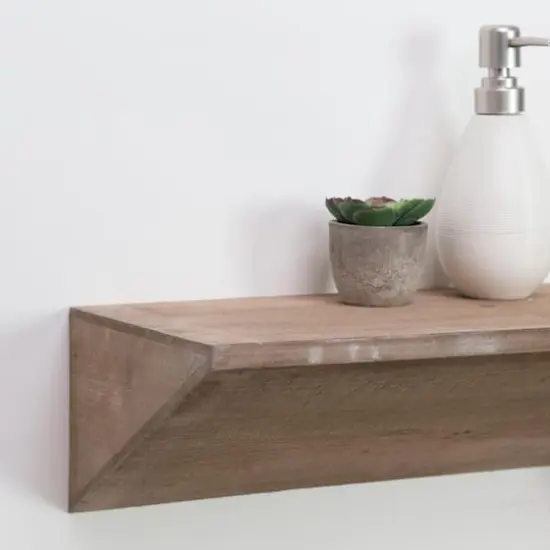 Small Natural Wedge Wood Floating Wall Shelf {5}