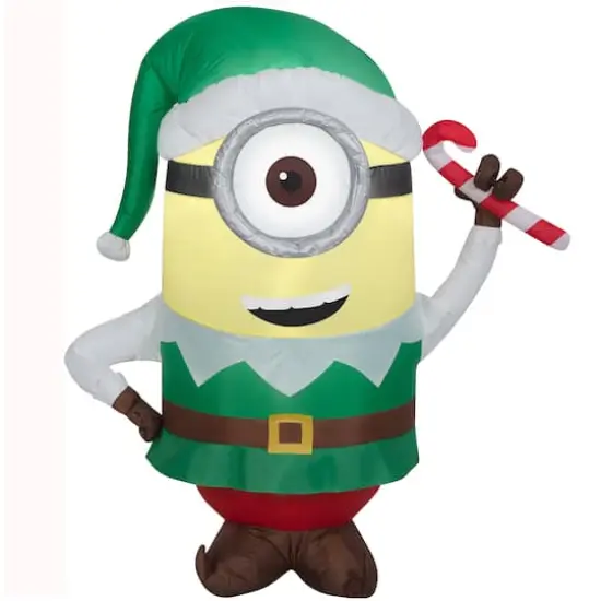 3.5ft. Airblown&reg; Small Stuart As Elf With Candy Cane {1}