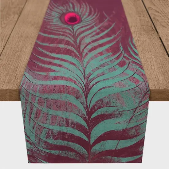 Peacock Feather 16" x 90" Cotton Twill Runner {1}