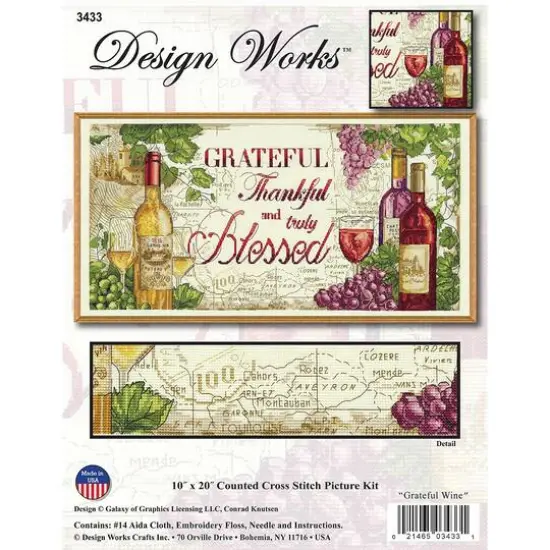 Design Works&trade; Grateful Wine Counted Cross Stitch Kit {1}