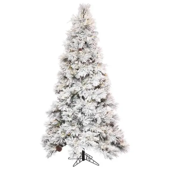 5.5ft. Pre-Lit Flocked Atka Slim Artificial Christmas Tree, Warm White LED Lights {1}