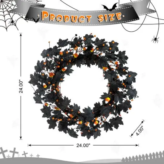 Glitzhome&reg; 24" Halloween Candy Corn Berries Wreath {9}