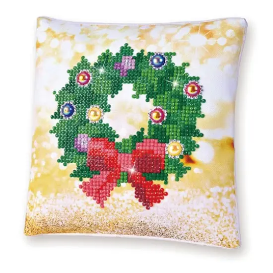 Diamond Dotz&reg; Beginner Christmas Wreath Decorative Mini Pillow Kit {1}
