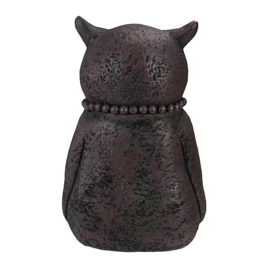 17" Dark Gray Meditating Buddha Owl Outdoor Garden Statue {5}
