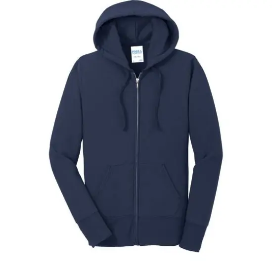 Port & Company&reg; Ladies Core Fleece Full-Zip Hooded Sweatshirt Navy {1}