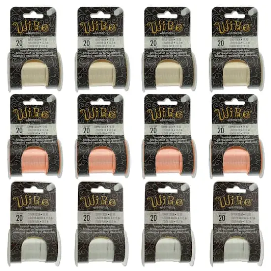 The Beadsmith&reg; Wire Elements&trade; 20 Gauge Tarnish Resistant Medium Temper Gold, Silver & Copper Wire, 12ct. {1}