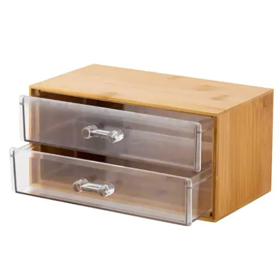 Simplify Bamboo 2-Tier Cosmetic & Jewelry Chest {3}