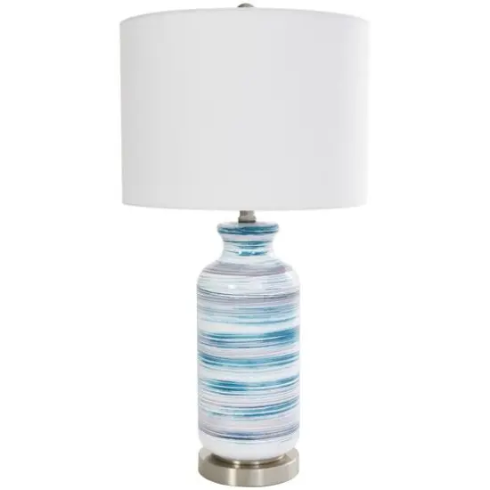 2ft. Contemporary Blue Glass Accent Lamp {6}