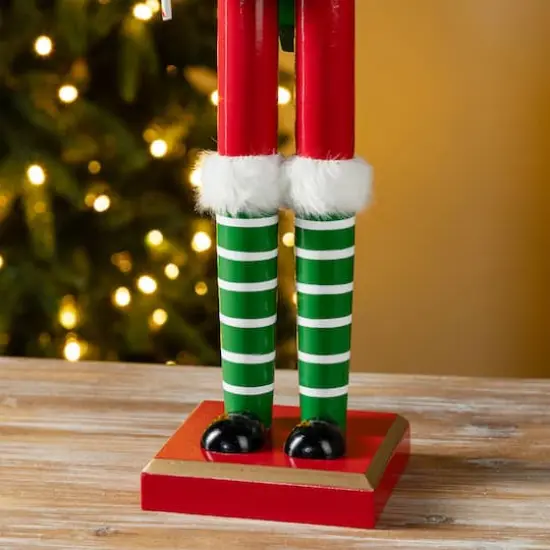 Glitzhome&reg; 23.5"H Wooden Christmas Elf Dog Nutcracker {6}