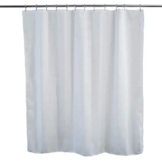 Elle D&eacute;cor White Jacquard Solid Weave Shower Curtain {1}