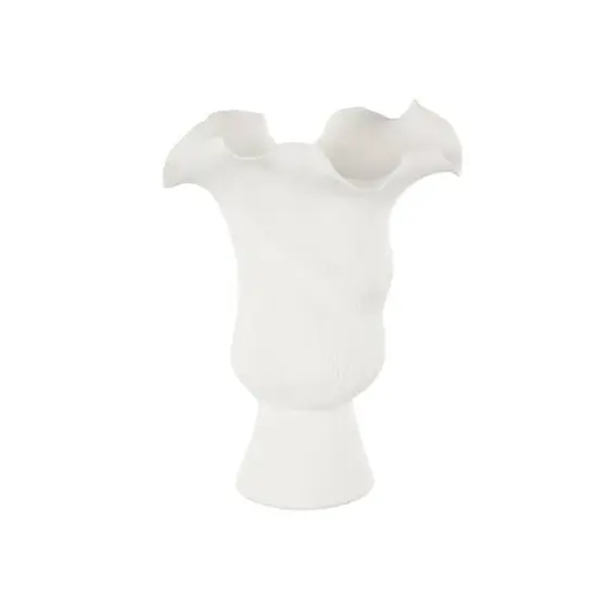 10.5" White Abstract Floral Ceramic Vase {9}