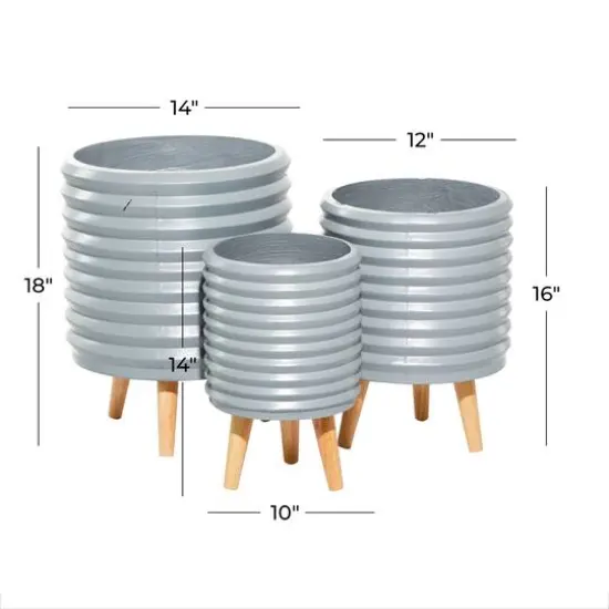 Set of 3 Grey MgO Contemporary Planter 18", 16", 14" {8}