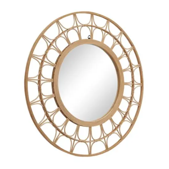 Brown Bamboo Bohemian Wall Mirror, 35" x 1" x 35" {3}