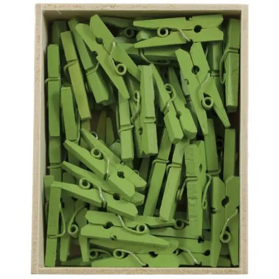 JAM Paper 7/8" Wood Clothespins, 100ct. Green {1}