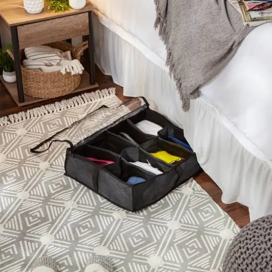 DII&reg; 23" Black Linen 8-Shoe Pair Soft Storage Bag {8}