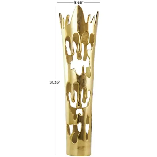 31" Gold Aluminum Drip Vase with Melting Designed Body {10}