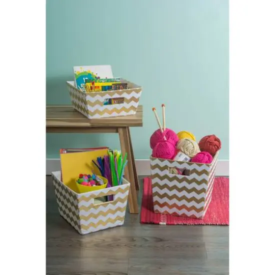 Polyester Chevron Trapezoid Bin Gold {4}