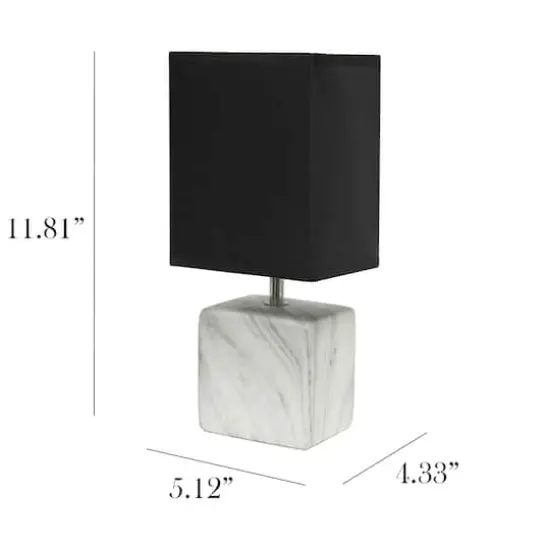 Simple Designs White Marbled Ceramic Table Lamp Black {4}