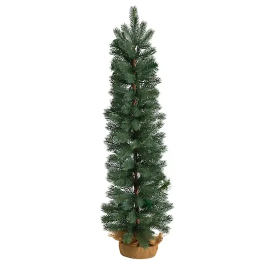3ft. Pre-Lit Green Pine Artificial Christmas Tree with Burlap Base, Warm White Lights {4}