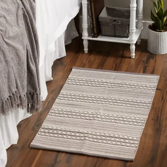 DII&reg; Gray Dobby Stripe Hand-Loomed Rug, 2ft. x 3ft. {7}