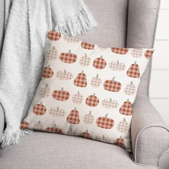 Patch Pumpkins Pattern Throw Pillow {3}