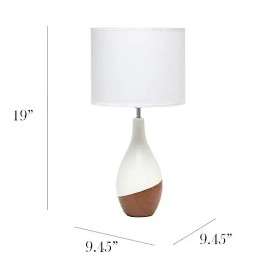 Simple Designs Strikers Basic Table Lamp Off White/Dark Wood {4}